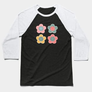 Multi Color, Retro Bib Flowers Baseball T-Shirt